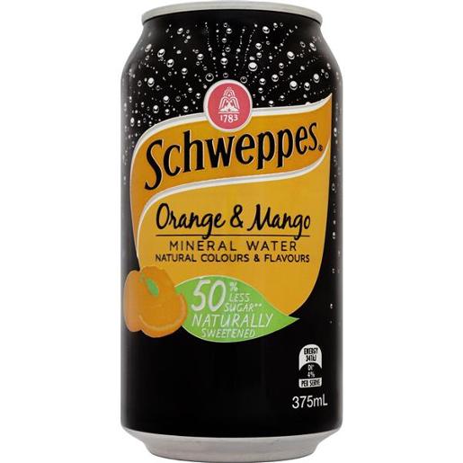 SCHWEPPES ORANGE AND MANGO MINERAL WATER 375ML X 10